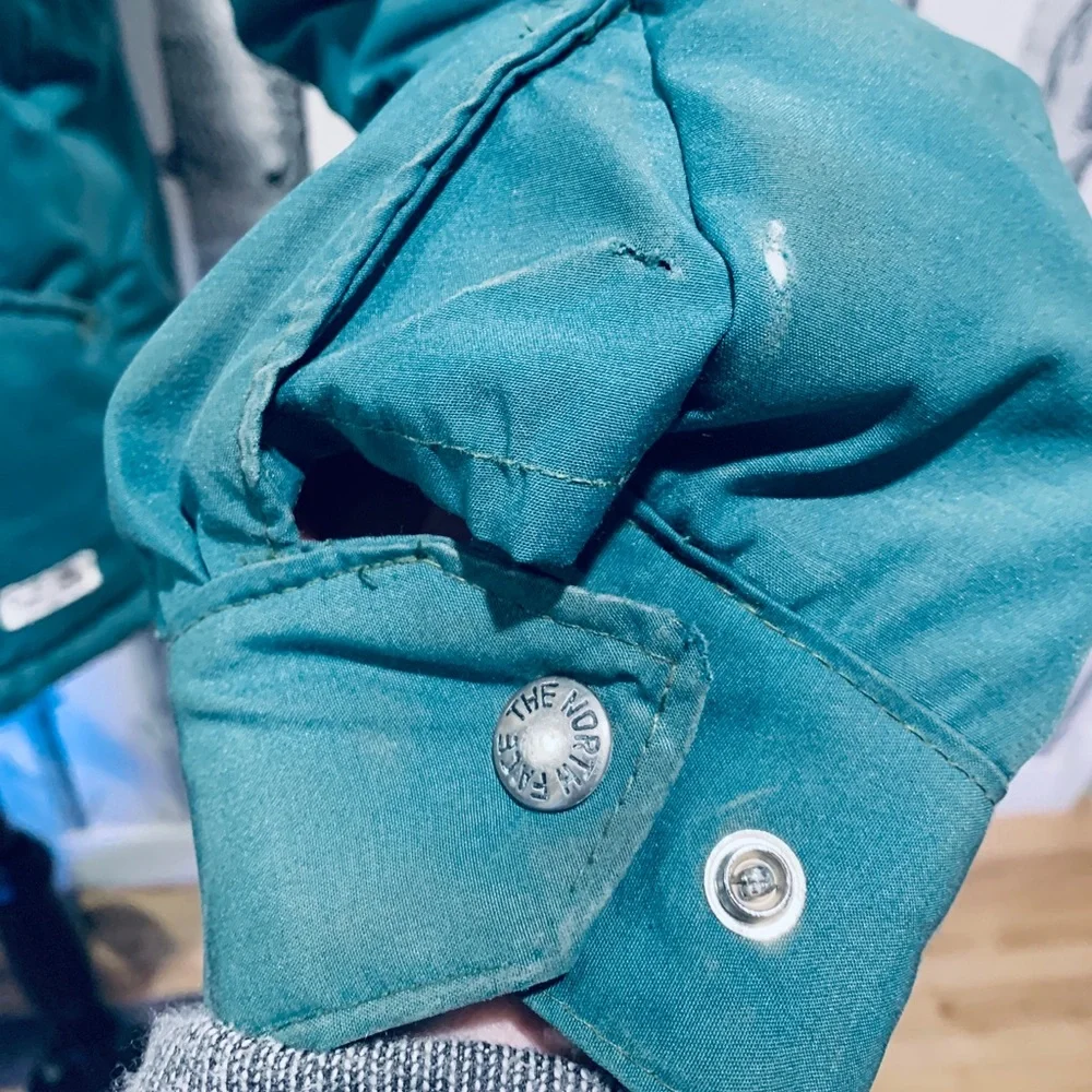 Vintage Men North Face Green Teal Down Puffer Snow Jacket Retro 70s 80s